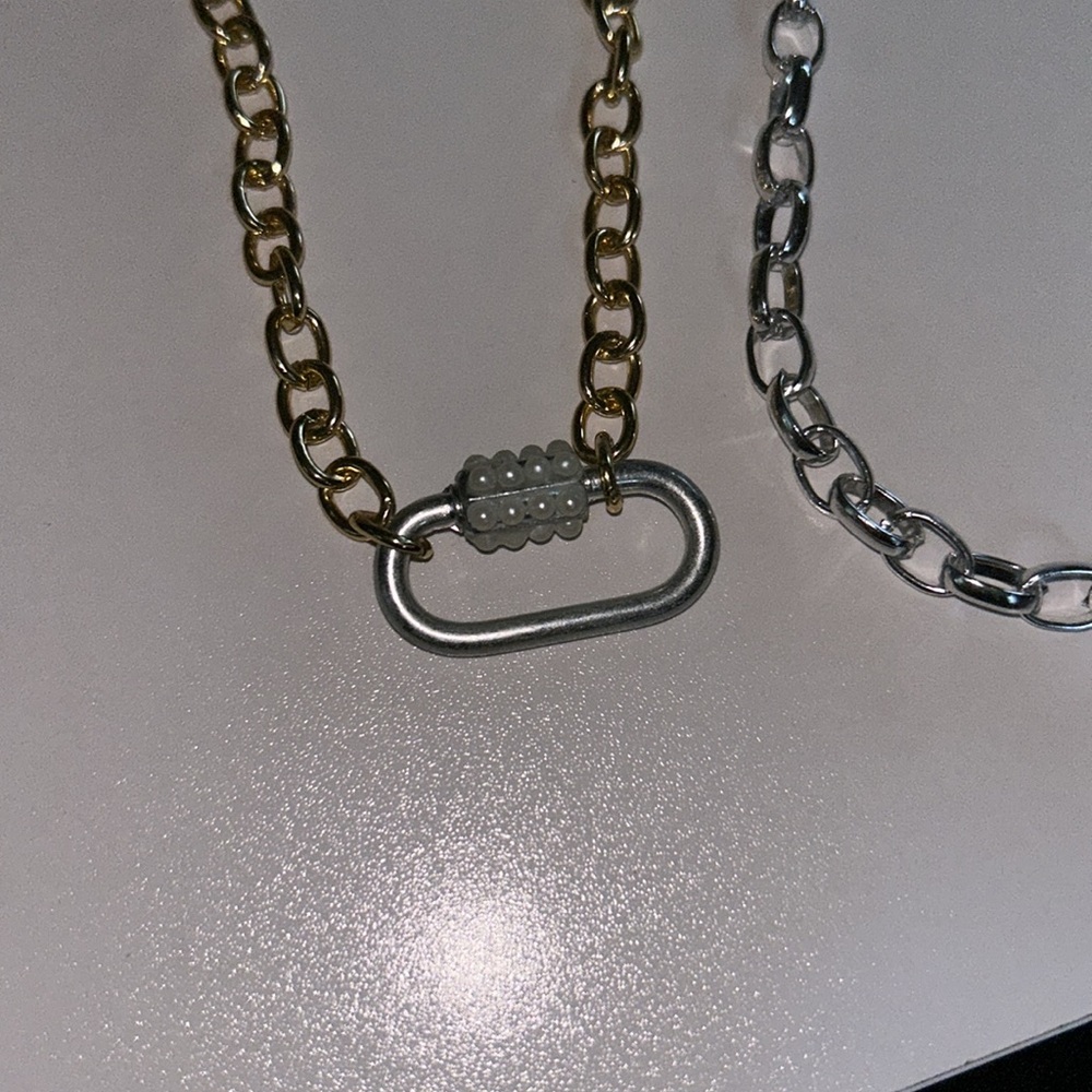 Gold and Silver Chain Necklace Set - Picture 3 of 3